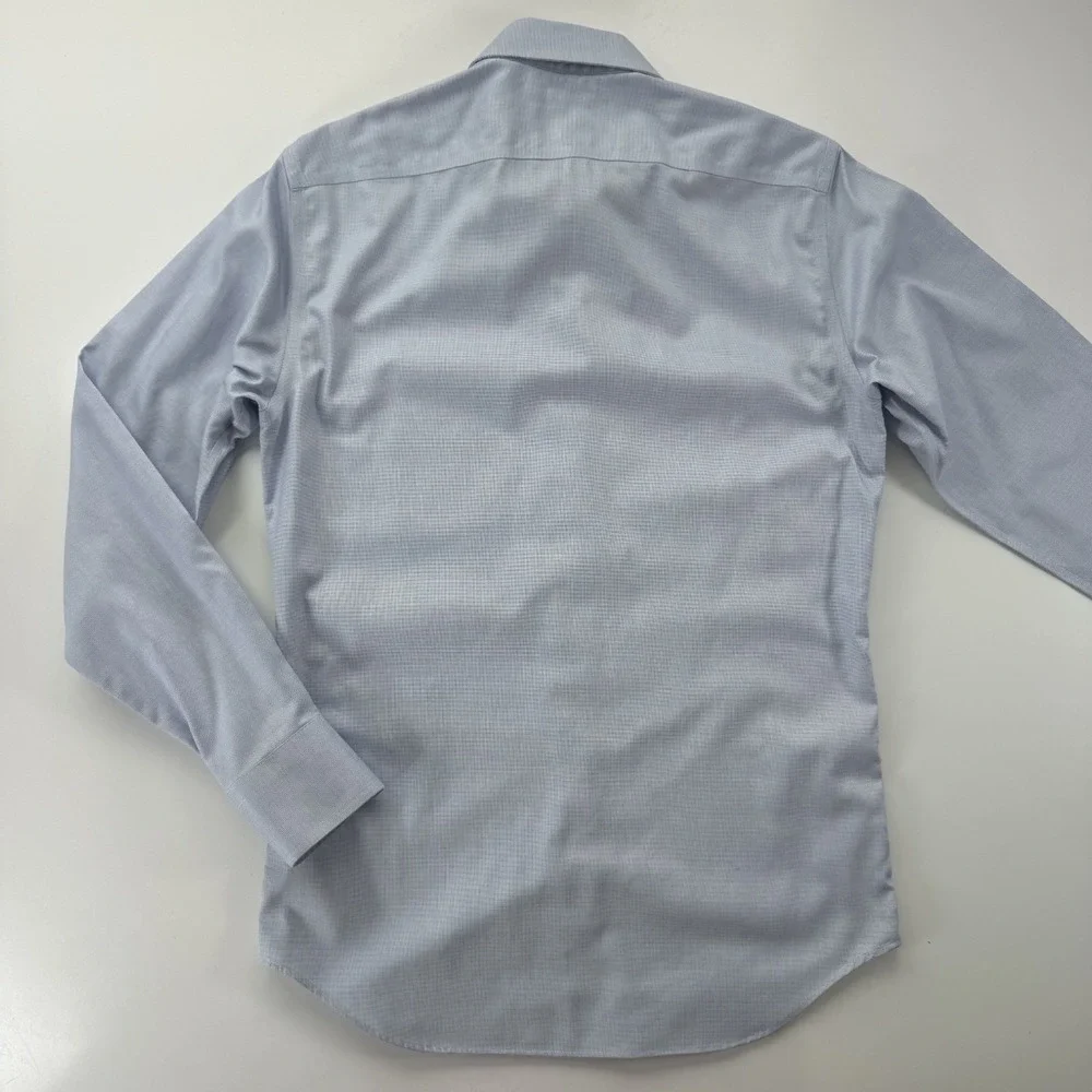 BANANA REPUBLIC Non Iron Slim Fit Dress Shirt Mens XSmall Sky Blue Square Weave